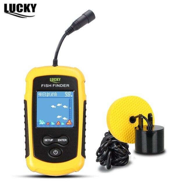 Lucky fishfinder ekkolod til fiskeri ekkolod ekkolod sensor lcd 120m ekkolod trådløs ekkolod isfiskeri: Kablet fishfinder