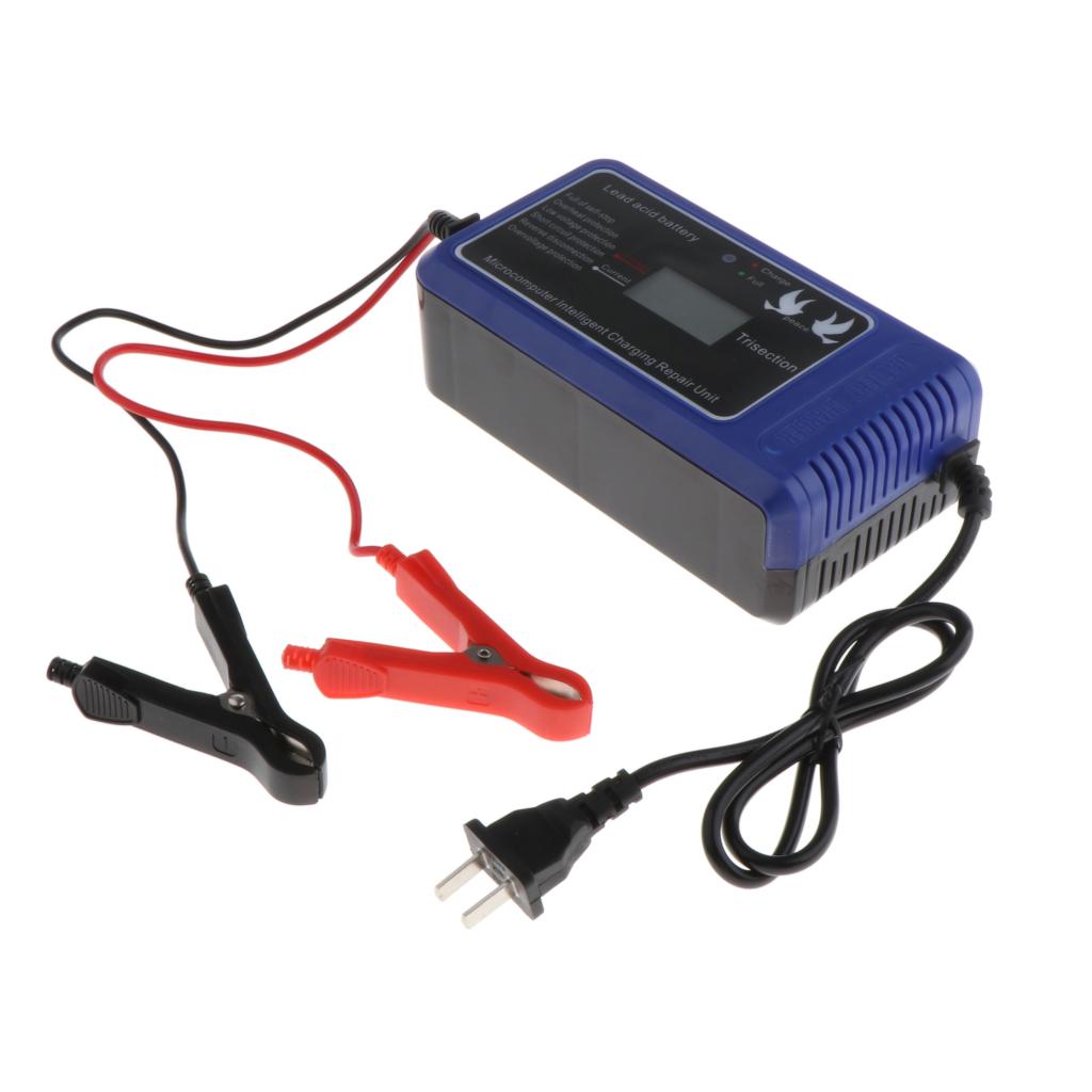 10A Car Motorcycle Battery Charger LCD Display Motorcycle Pulse Repair Charger