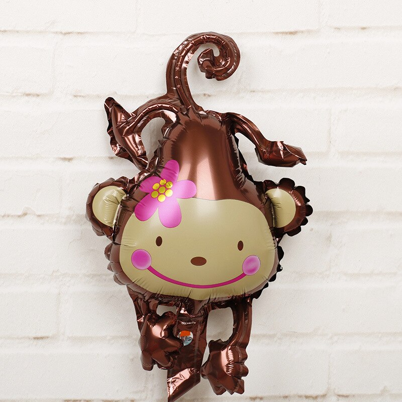 1Pc 29x44cm Jungle Animal Tiger Lion Monkey Fox Horse Air Helium Balloon Kids Safari Birthday Party Decor Zoo Theme Supplies: monkey 4