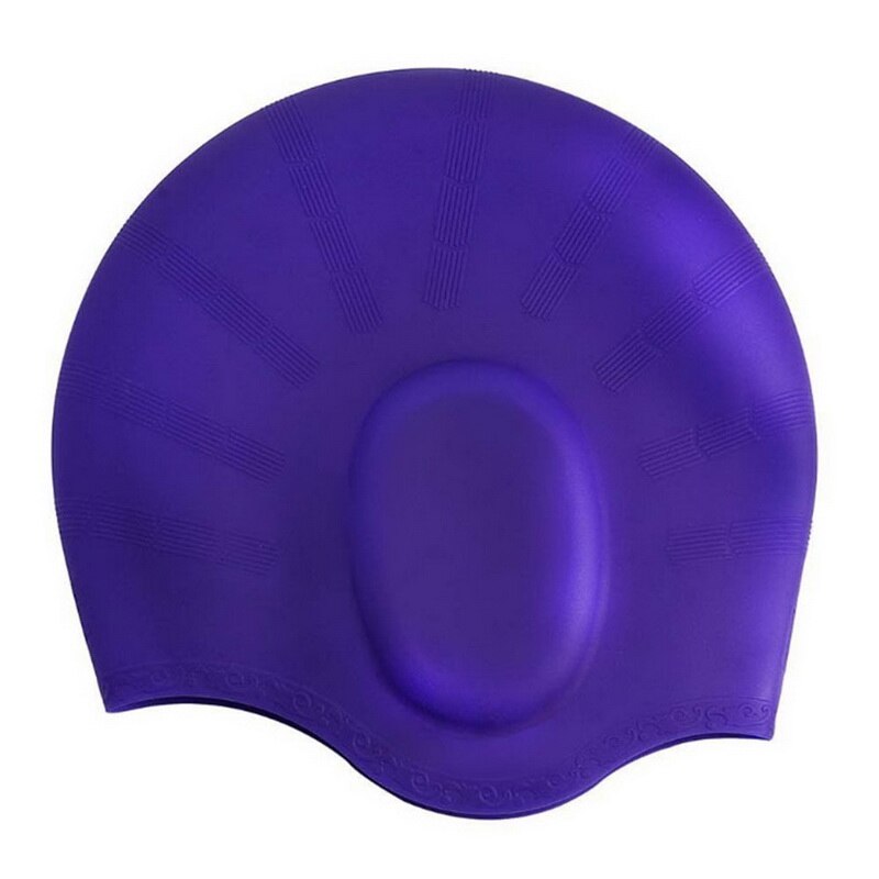 Adults Swimming Caps Men Women Long Hair Waterproof Swim Pool Cap Ear Protect Large Natacion Badmuts Silicone Diving Hat: Purple