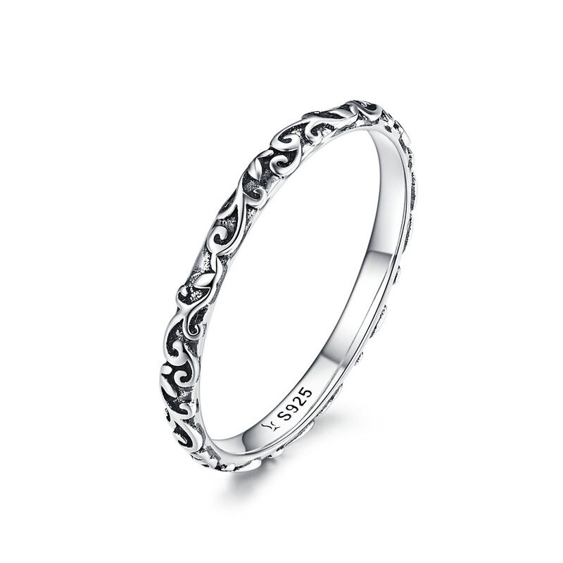 WOSTU 925 Sterling Sliver rozmiar Vintage wytłaczany wzór Rose Red Flower cyrkon pierścienie dla kobiet kobieta oryginalna biżuteria CTR235: 7 / CQR513