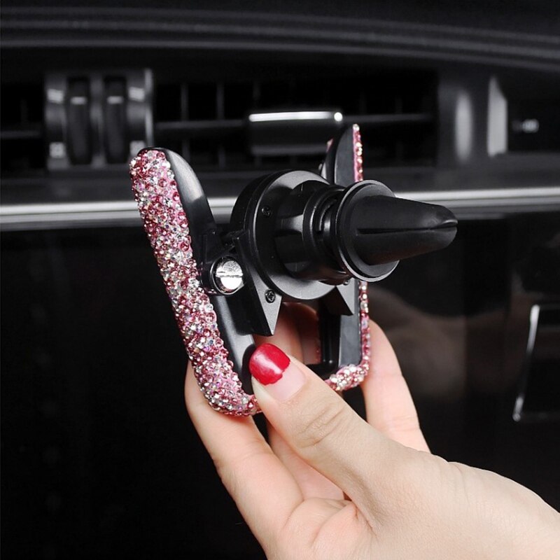 Universele Auto Telefoon Houder Kristal Strass Auto Air Vent Beugel Clip Mobiele Telefoon Houder Voor Iphone Auto Stand Mobiele Telefoon holde: pink