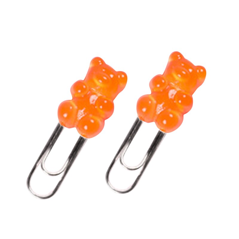 10pcs Cute Tool Accessories Rainbow Bear Home DIY Multi-function Craft Kit Paper Clip Decorative Bookmark Binder File Clips: orange 10 pcs