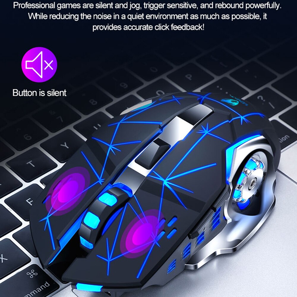 Draadloze Muis Optische Gaming Muis Computer 2400Dpi Professionele Gamer Mouse Led Backlit Oplaadbare Stille Muizen Voor Pc Laptop