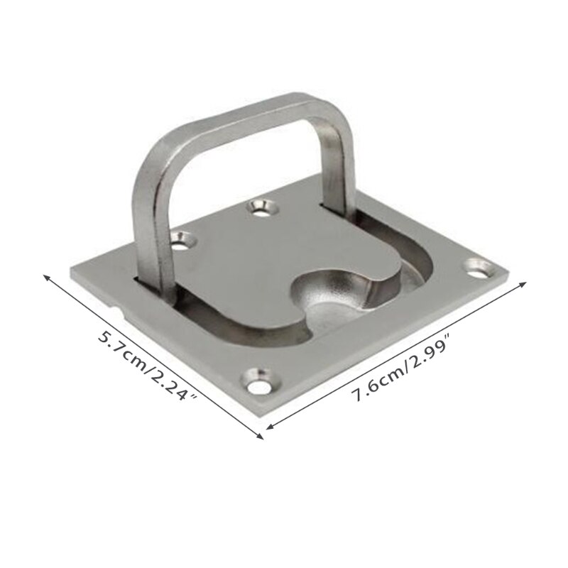 Poignée de meuble encastrée C63E, carré, anneau de traction encastré, pour trappe de bateau