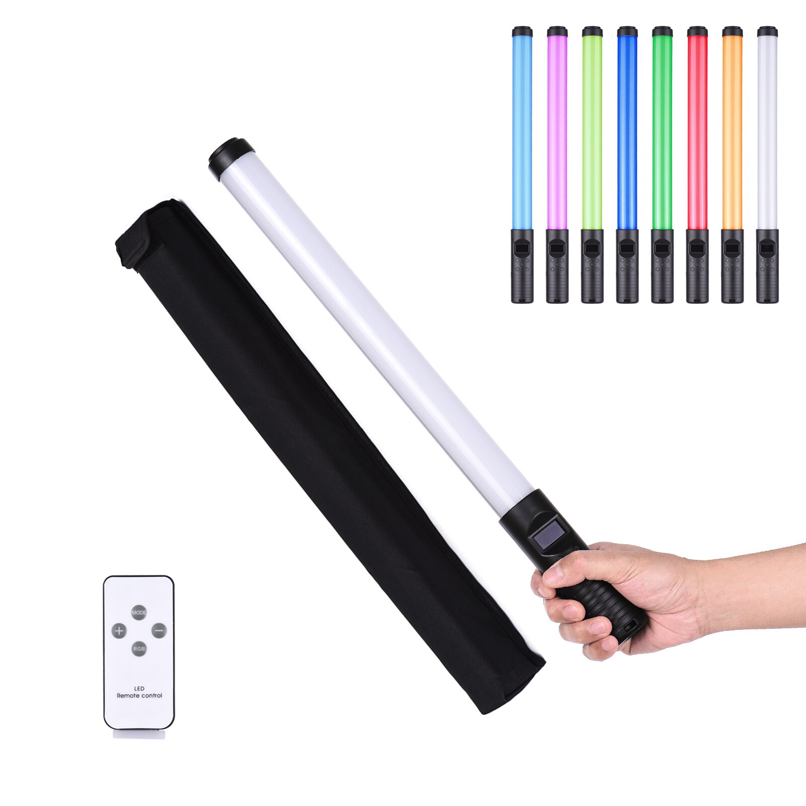 Rgb Handheld Led Light Wand 20W Fotografie Lamp Met Statief Bi-Kleur Temperatuur 3000K-6500K met Draagtas Afstandsbediening: only light