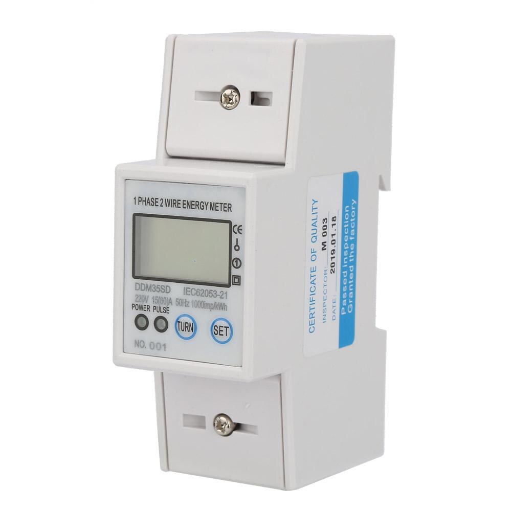 Single Phase 2P LCD Din Rail Electricity Power Consumption Wattmeter Energy Mete DDM35SD 15-60A