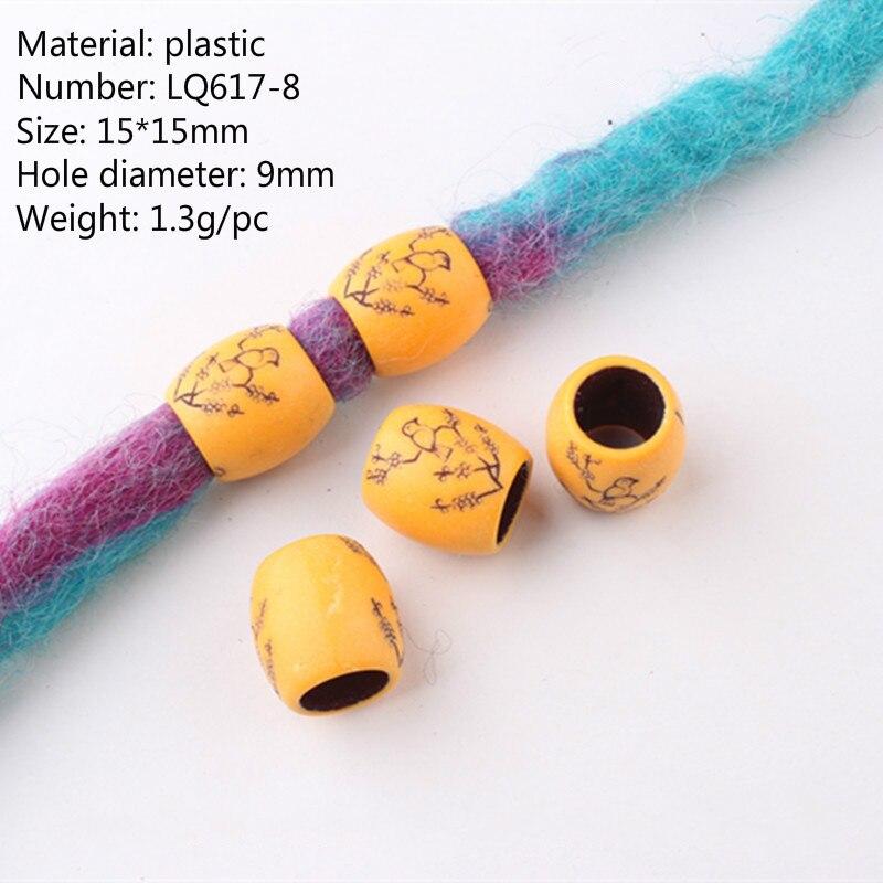 10 sztuk moda drewniane Retro warkocz strach blokada broda koralik z dużym otworem pierścień Tube narzędzie do modelowania akcesoria włosy plecione gumka do włosów: NO.8     10pcs