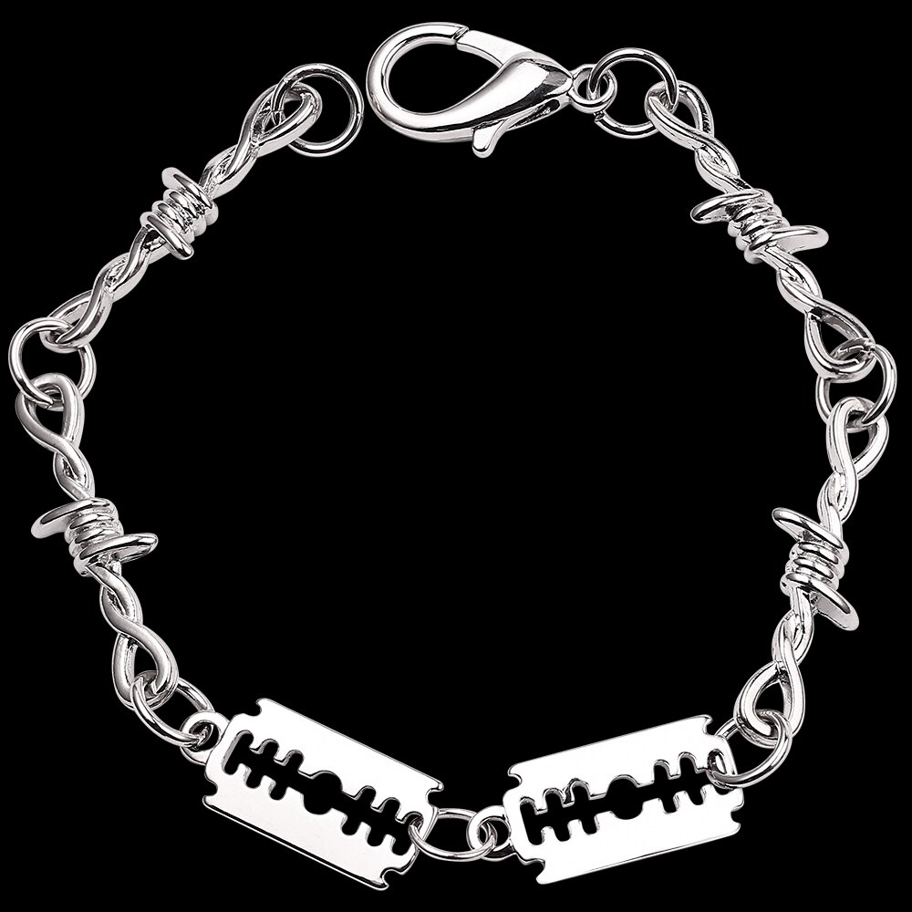 colonna vertebrale uniche bracciale a catena in ferro braccialetti con lama di rasoio per uomo bracciale maschile regali anca-salto bracciale gioielli di moda: SL315