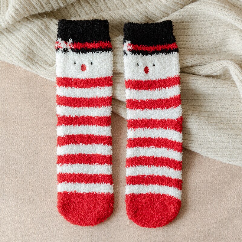 Winter thick warm ladies warm socks kawaii Christmas cartoon cow duck cat socks printing funny women year socks: 7