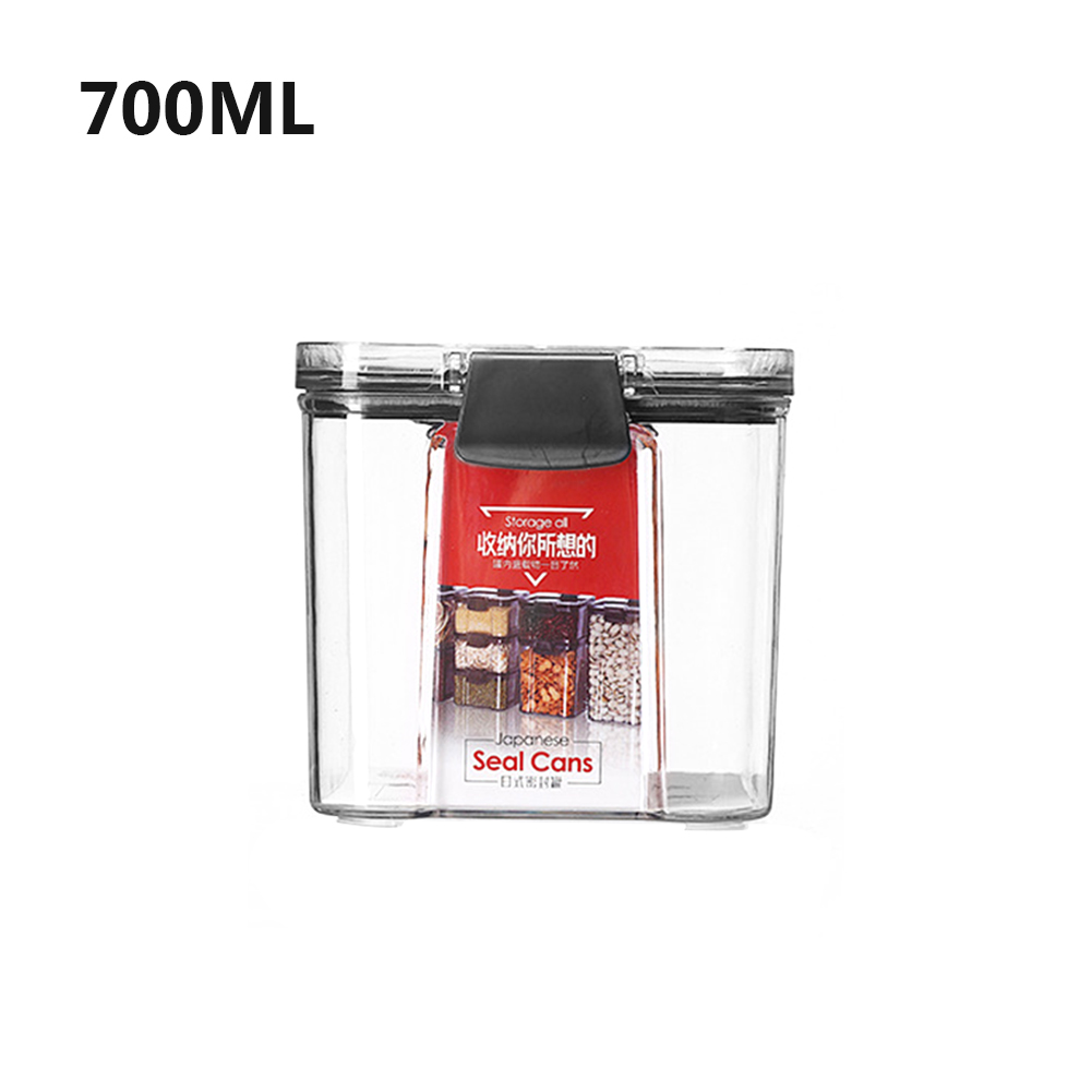 Transparante Luchtdichte Pantry Pasta Doos Multigrain Verzegelde Blikken Voedsel Container Plastic Keuken Koelkast Met Deksel Granen: 700ml