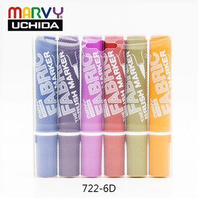 Marvy-Conjunto de rotuladores de punta suave para suéter, bolígrafo de pincel de tinta con Alcohol para tela de Graffiti, resistente al agua, Pe, 722, 6 uds.: 6D