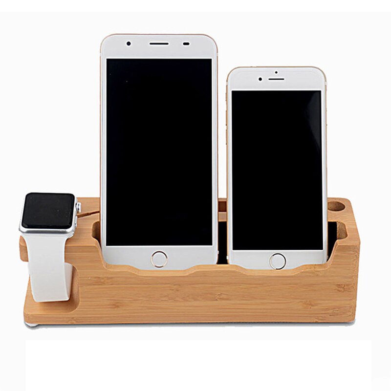 Cargador de soporte para teléfono móvil estación de carga de madera para apple iPhone X 8 7 Plus 6 6S Plus 4S 5S SE para apple Watch