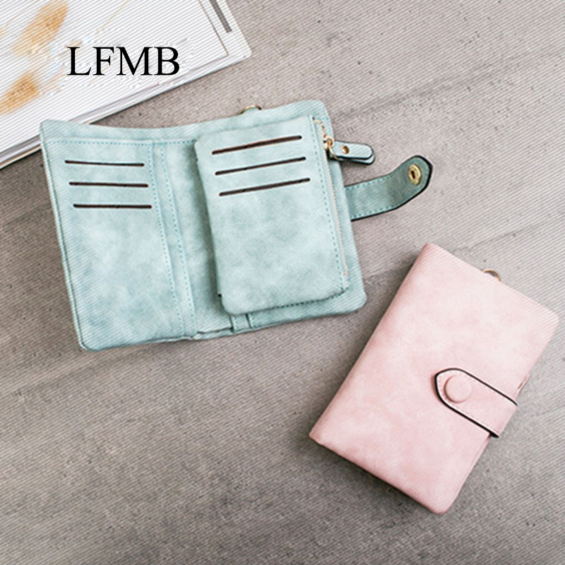 [LFMB] Frauen Brieftasche Weibliche Leder Brieftasche Matte Brieftasche Kurze Cartera Mujer Nette Tri-falten Multi-karte weibliche Brieftasche