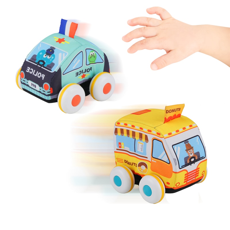 4 stil Baby Tuch Pull Zurück Auto Hängen Spielzeug Für Baby Rasseln Gelegentliche Neugeborenen Erfahren Weg Kinder Handbell Junge spielzeug Fahrzeuge