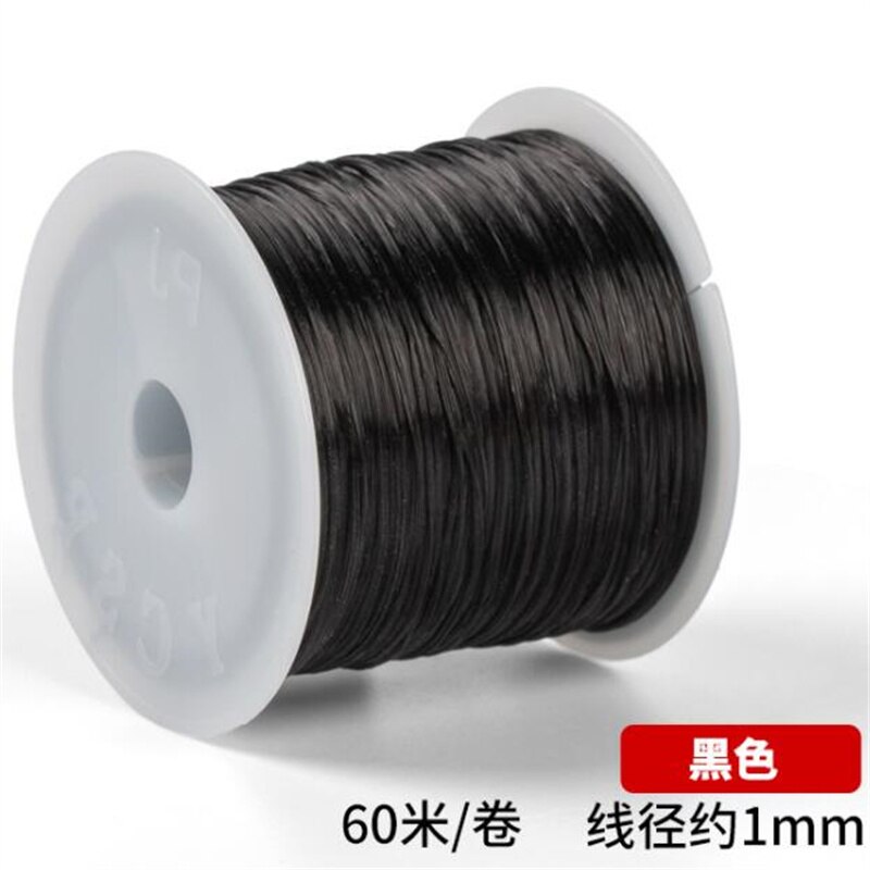 60M/Roll Sterke Elastische Crystal Frezen Cord 1Mm Voor Armbanden Stretch Discussie String Ketting Diy Sieraden Maken cords Lijn: Black
