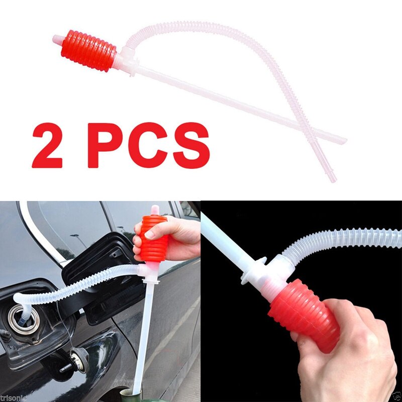 2Pcs Universal Fuel Transfer Siphon Pump - Large Squeezing Syphon for Lawn Mowers & Manual Pumping Petrol, Water,Alcohol
