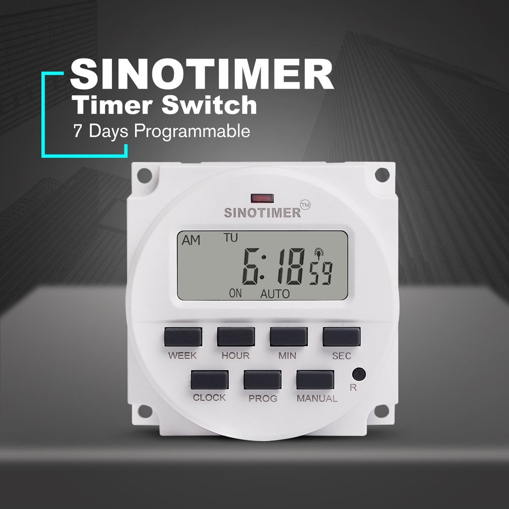 SINOTIMER 220V Weekly 7 Days Programmable Digital Time Switch Relay Timer Control for Electric Appliance 8 ON/OFF Setting