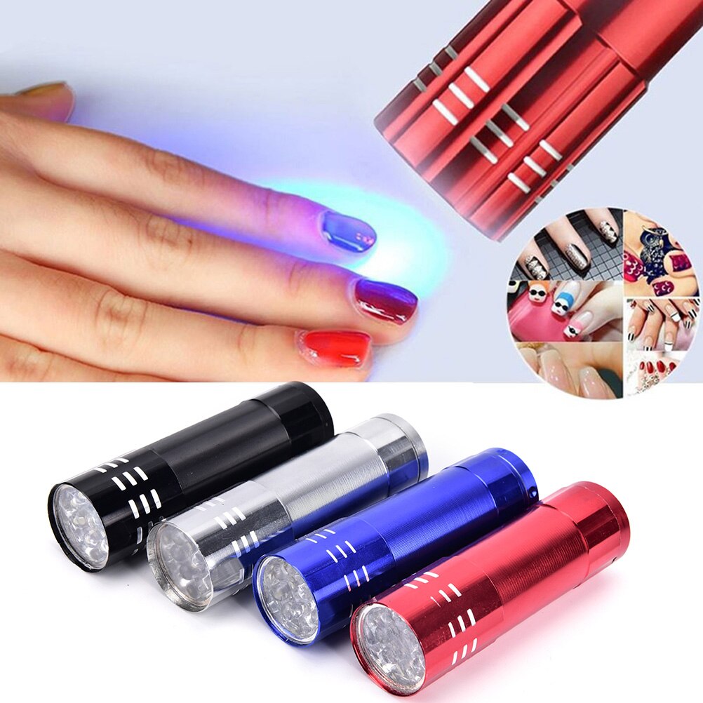 1Pc Gel Nail Droger Snel Droog Genezen Nail Art Droger Gereedschap Uv Lamp Draagbare 9 Led Zaklamp Voor Nail gel