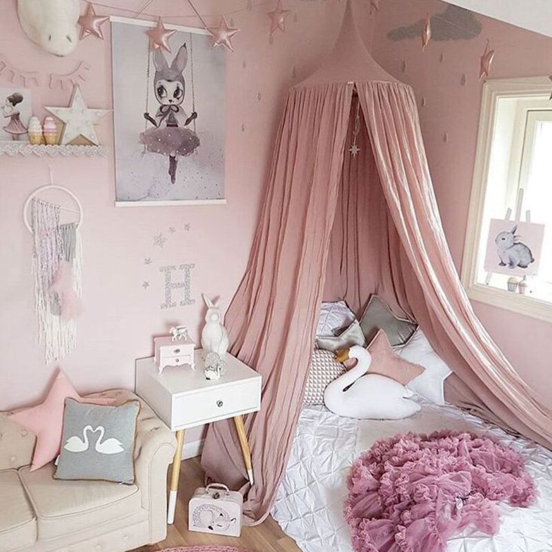 Play House Tenten Voor Kinderen Luifel Bed Gordijn Baby Opknoping Tent Wieg Kinderen Room Decor Ronde Hung Dome Klamboe bed Volant