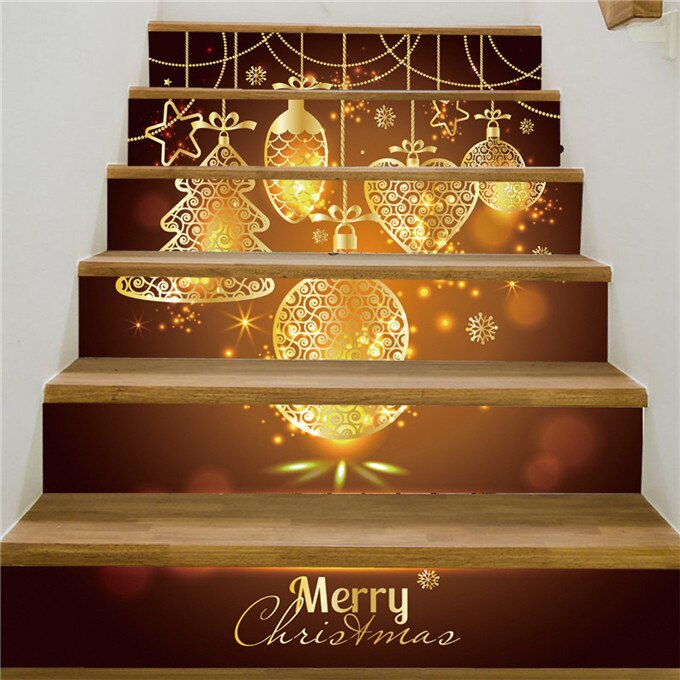 Noël bonhomme de neige escalier décor autocollants PVC étanche escalier affiche auto-adhésif papier peint pour couloir escalier décalcomanies: HQ061 / 13pcs