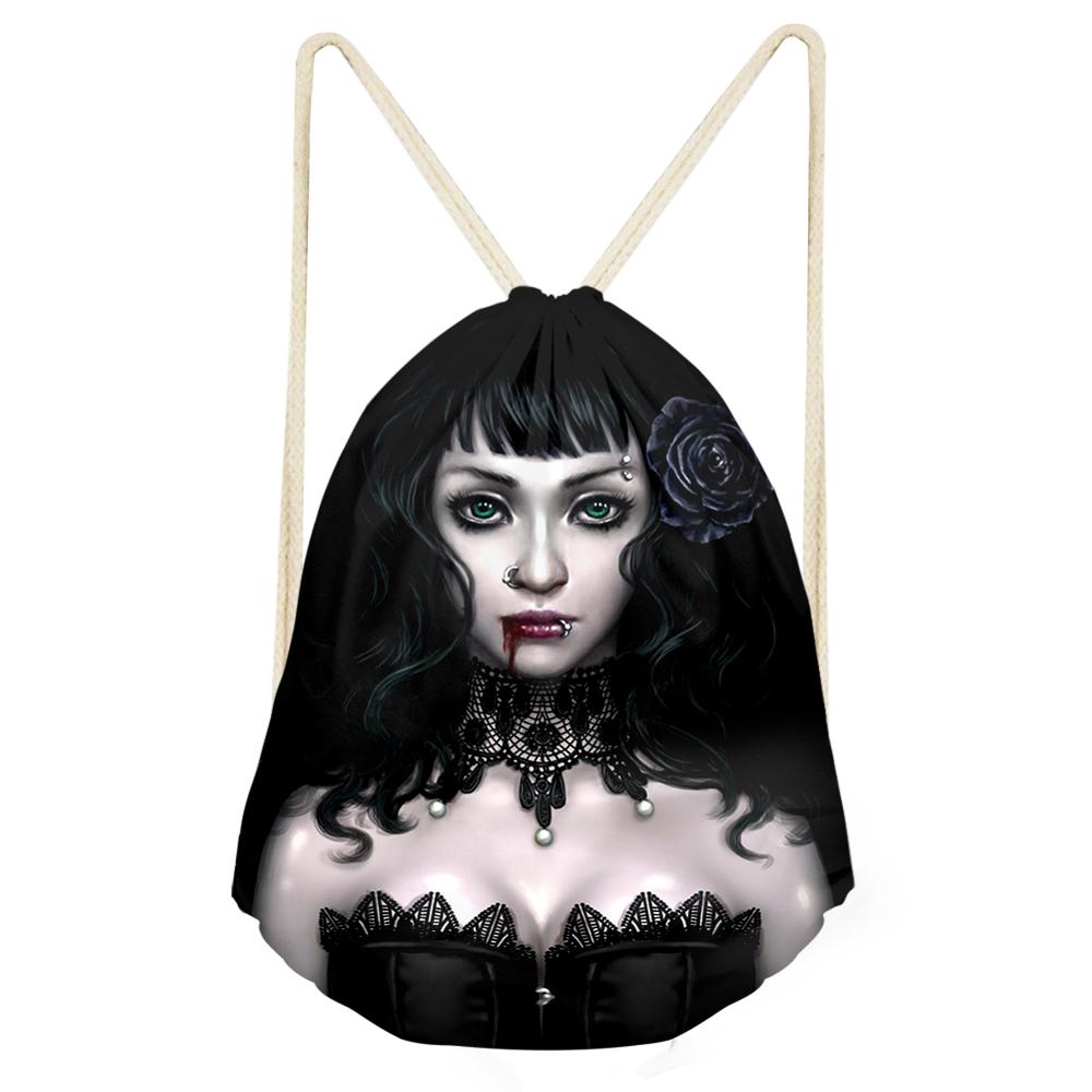 Gothic Dark Art Koord Tassen Voor Vrouwen Meisjes Trekkoord Rugzak Rugzak Black Travel Opslag Pouch Mochila Bundel Zak: CDGX871Z3