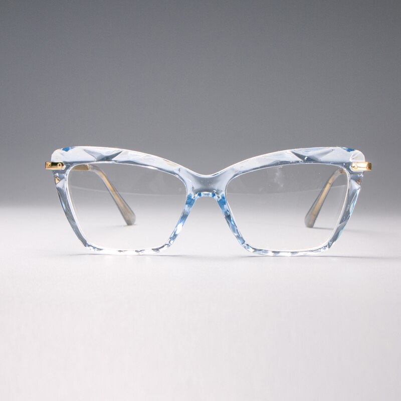 H45591 Diamond style frame Square Glasses Frames Women Optical Computer Glasses: C2 Blue