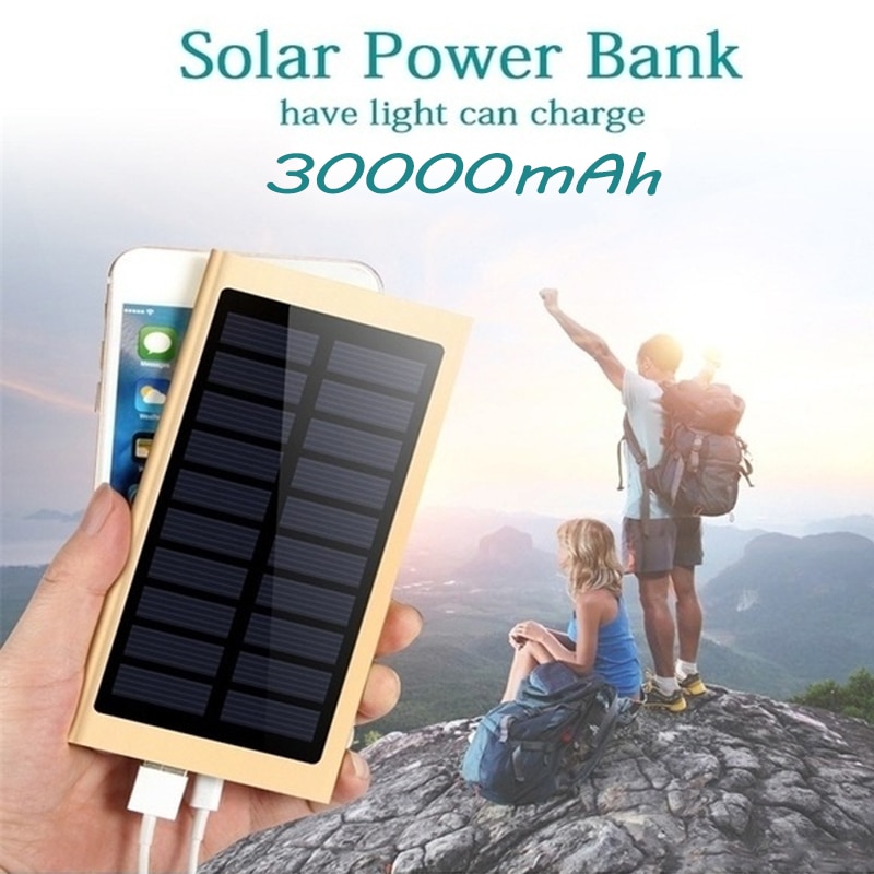 30000mAh batterie Portable solaire Portable LED étanche chargeur de batterie Portable rapide charge batterie externe pour téléphone intelligent