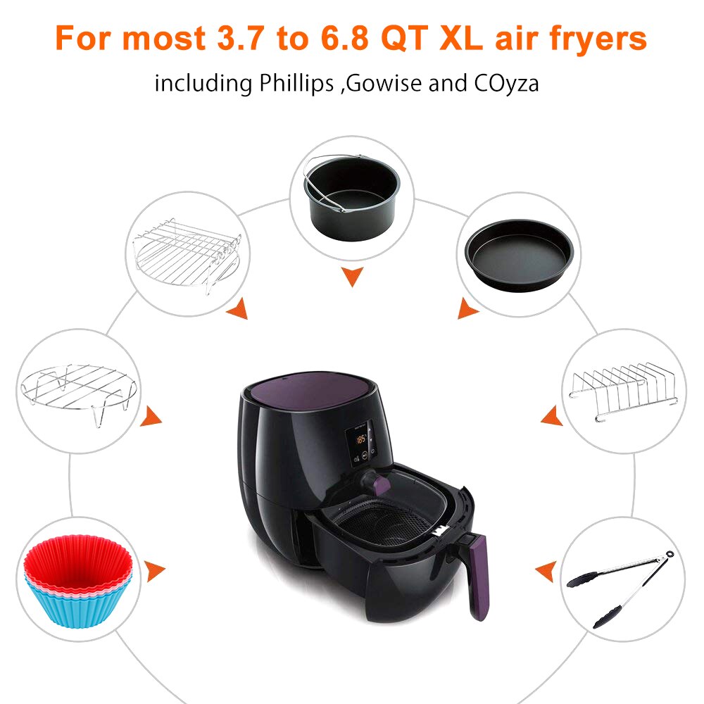 17 PCS Air Fryer Accessories 7 Inch for Gowise Phillips Cozyna and Secura, Fit All Airfryer 3.2QT To 5.8QT