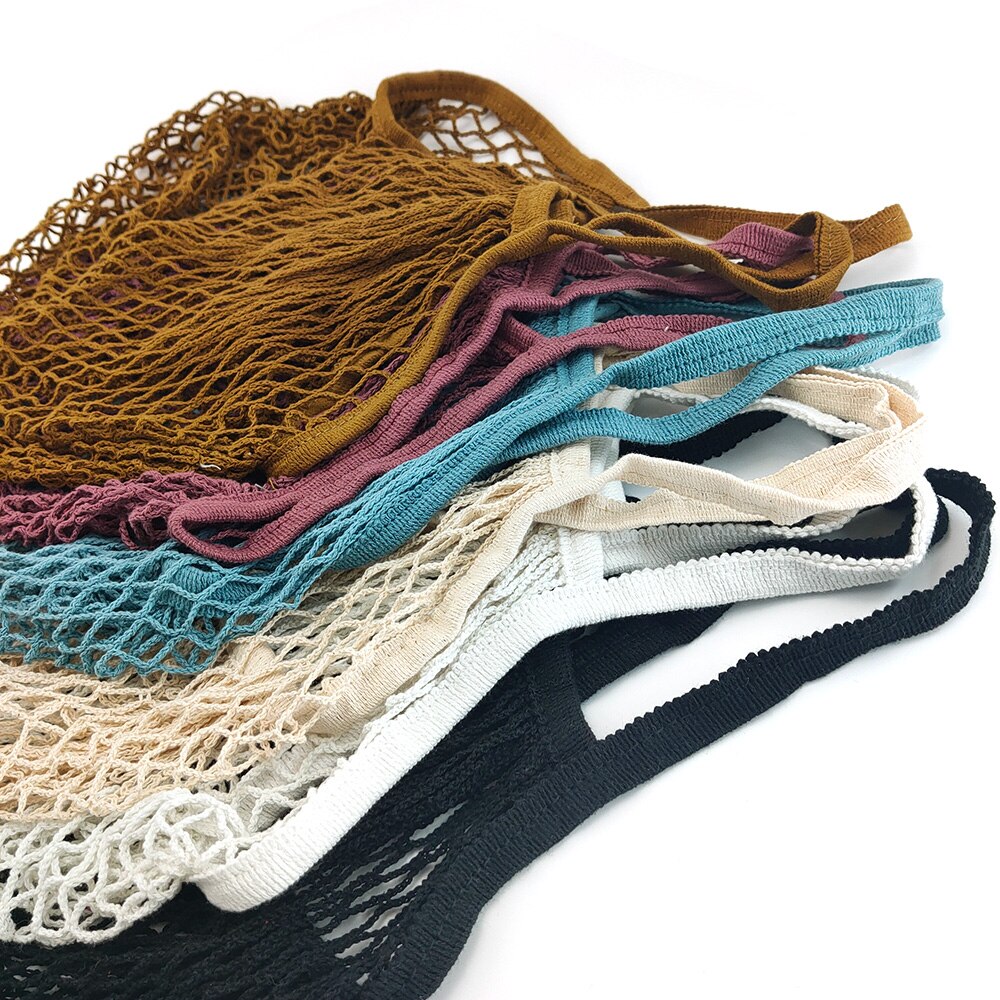 Mesh Shopping Bag Reusable String Fruit Storage Handbag Totes Women Shopping Mesh Net Woven Bag Shop Grocery Tote Bag