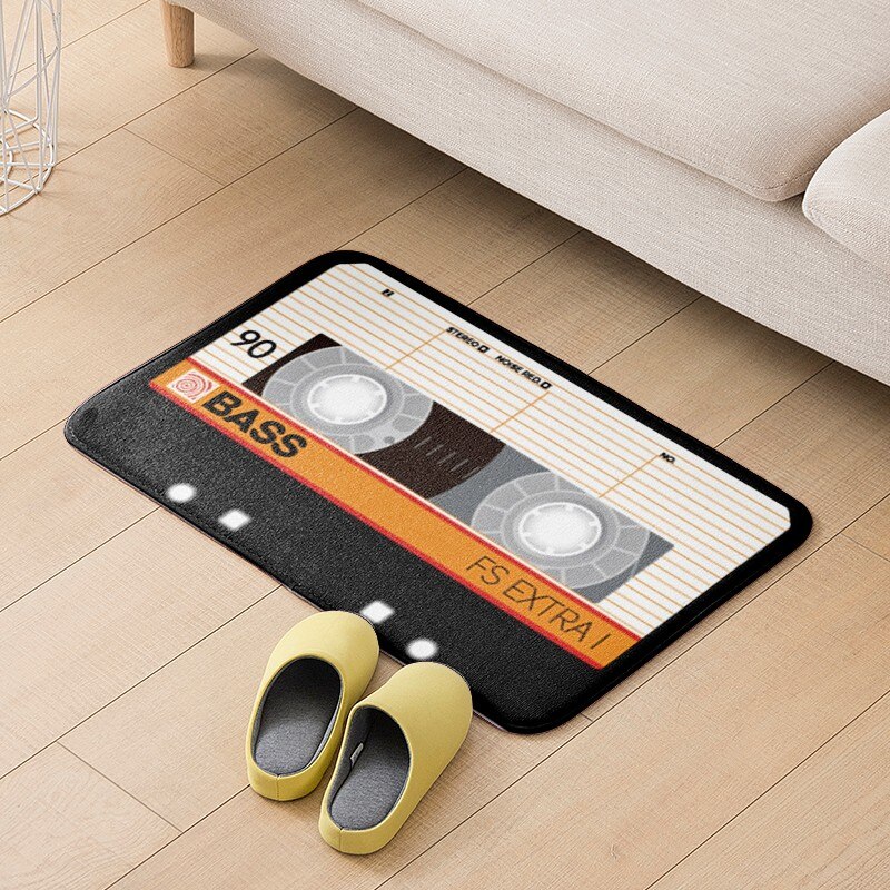 Felpudo antideslizante con cinta musical para decoración de puerta, Alfombra de franela gruesa con patrón de tendencia de Hip-hop, para baño y sala de estar: style6