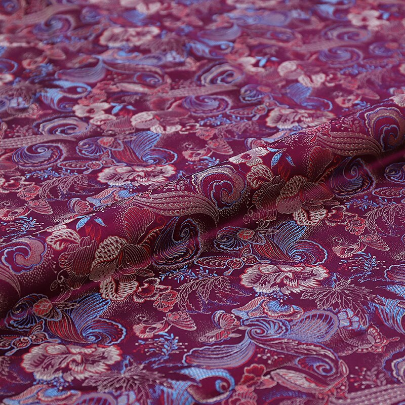 Satinstof brokade jacquard stof materiale til syning af cheongsam og kimono nylon stof