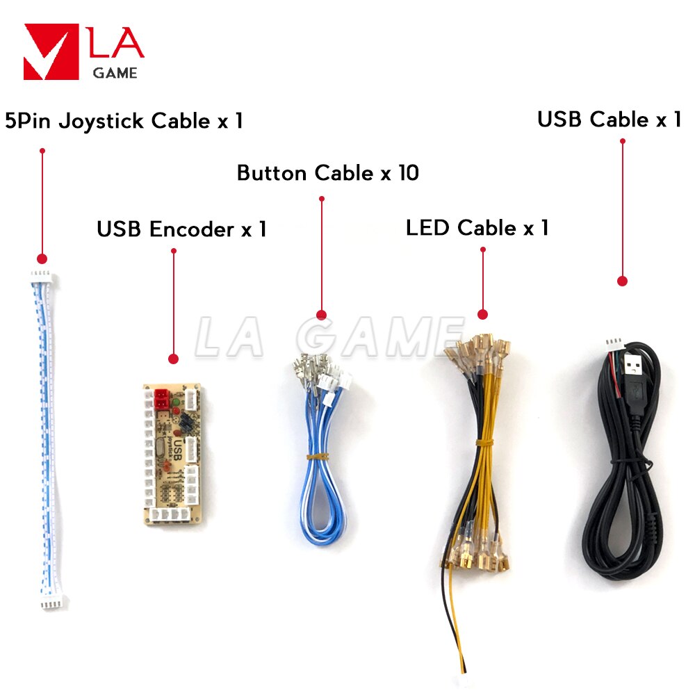 1 Speler Arcade Diy Usb Encoder Om Pc Rasberry Pi Arcade Kast Diy Kit Drukknoppen Met Led Sanwa Arcade 8 Manier Joystick Bal