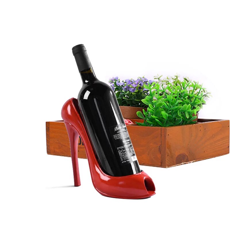 Haut talon chaussure vin porte-bouteille étagère panier accessoires pour la maison rouge chaussure casier à vin porte-bouteille