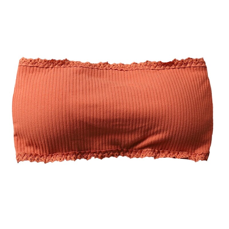 Sexy Summer Women Strapless Bra Tube Top Ladies Stretch Sexy Tube Top Seamless Padded Underwear: Orange