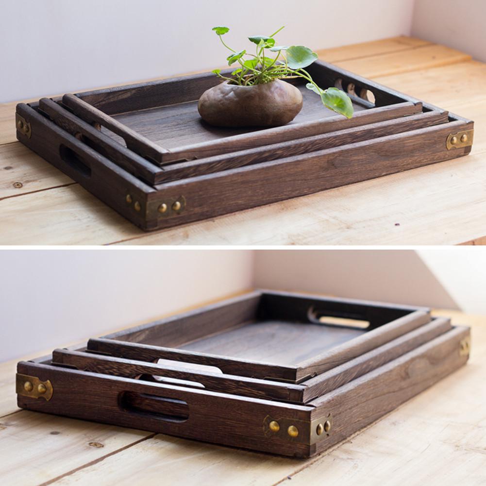 Japanese Tray Wooden Tea Tray Fruit Dish Desktop Decoration Rectangular Wooden Tray Debris Organizer Hotel Restaurant Home Decor