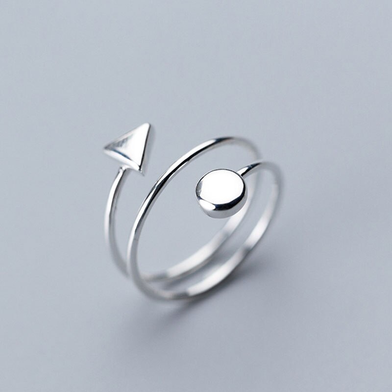 INZATT-anillo en espiral minimalista para mujer, de plata de ley 925% auténtica, accesorios de joyería delicada, triangulares redondos de geometría para: Default Title