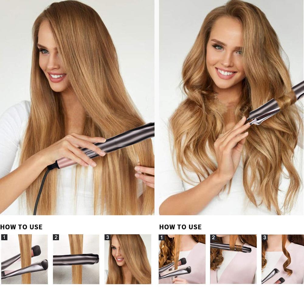 2-in-1-Haarglätter und Lockenwickler, Turmalin-Keramik, gedrehtes Glätteisen, Glätten und Lockenwickeln mit LCD für das Haarstyling