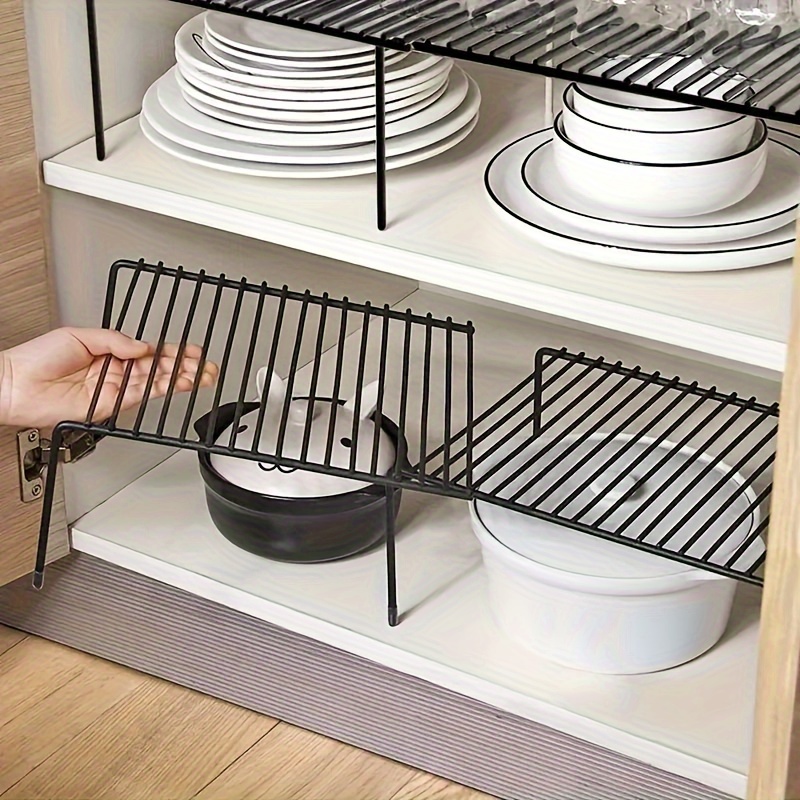 1 Stück erweiterbarer Regal-Organizer für Küchenarbeitsplatte, Metall-Schrank-Organizer, Speisekammer Sht, platzsparend, rutschfest, rostfrei