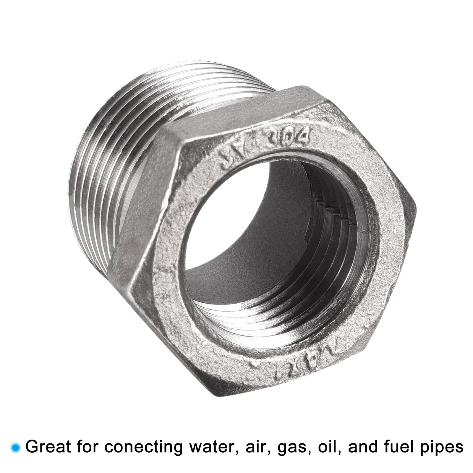 Uxcell Hex Verminderen Bus, 3/4 Pt Man 1/2 Pt Vrouwelijke 304 Roestvrij Staal Pijp Reducer Adapter