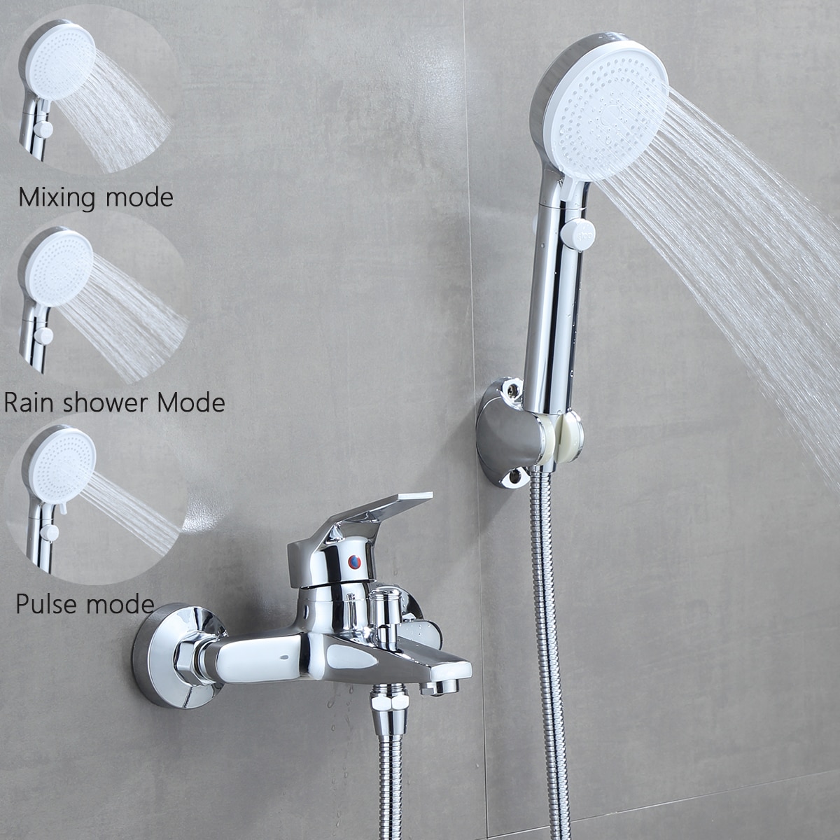 Handheld shower combination set home bathroom accessories shower set 3 mode and cold water mixer shower set with hose
