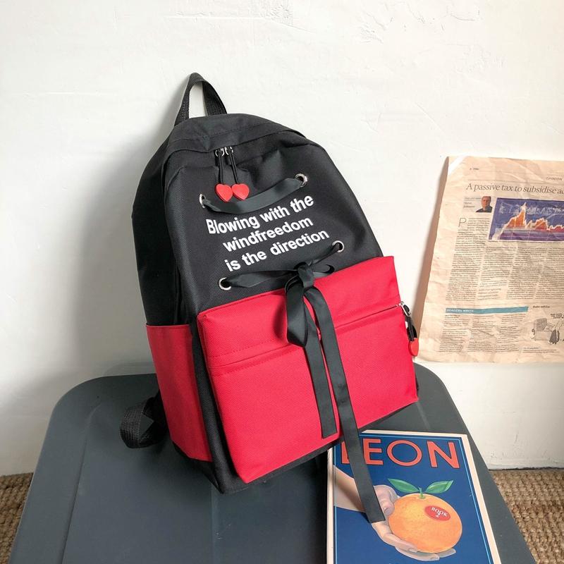 4 pièces ensemble sac à dos femmes Oxford sac à bandoulière grande capacité sac à dos pour adolescentes Mochilas femme sac à dos sac à dos: Black