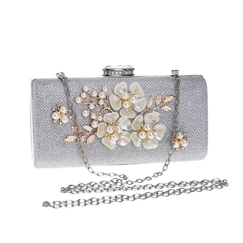 Neue Luxus Abend Tasche Für Frauen Blume Pailletten Diamant Kupplung Tasche Kleine Hochzeit Damen Schulter Umhängetaschen Sack ein wichtigsten: Silber