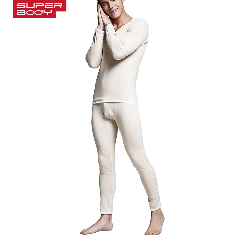 men&#39;s Thicken cashmere long johns legging pants sets tight thermal underwear men set High collar thick warm winter clothing