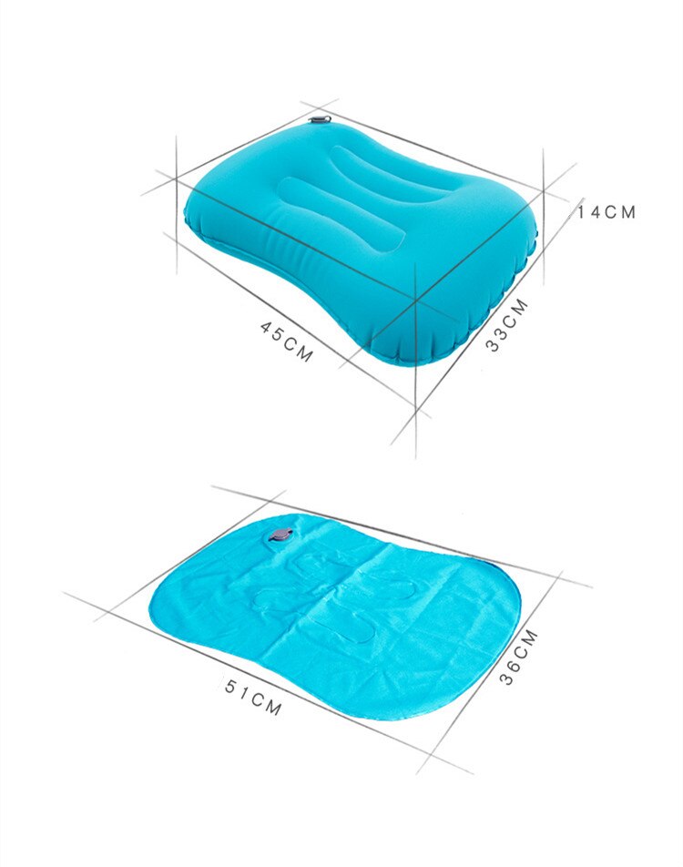 Inflatable 45x33cm Portable Pillow Polyester & TPU Air Filler Foldable Camp Travel Office Cervical Neck Pillow Home Textile