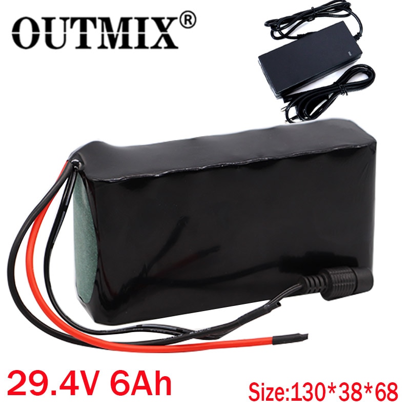 24v 6ah 7 s 2p 18650 li- jon uppladdningsbart batteripaket 29.4v 6000 mah elektrisk cykel moped balanseringsskoter + 29.4v 2a laddare