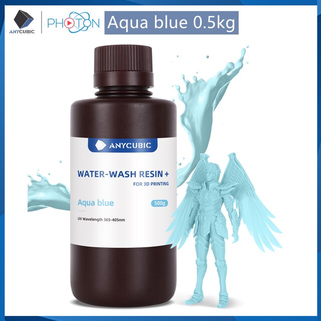ANYCUBIC Water-Wash 3D Printer Resin Water-Washable High Precision Low odor And Low Viscosity for LCD resin 3D printers Photon: Blue 500g