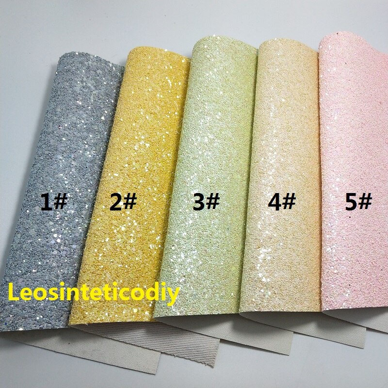 1pc 21 x 29cm syntetiskt läder, cuero sintetico chunky glitter konstläder för att göra rosetter tillbehör  t109