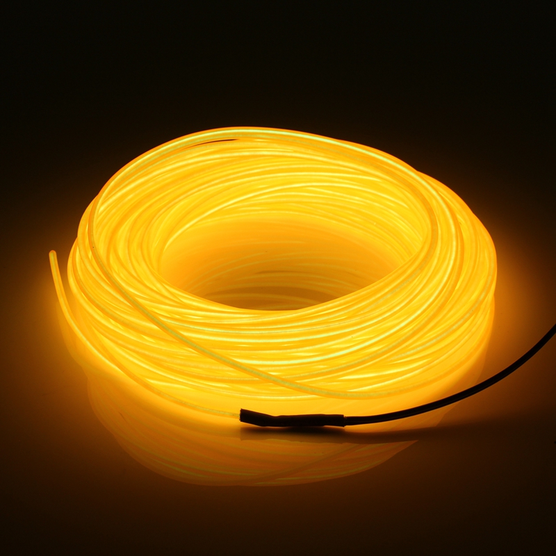 Jiguoor 20M EL LED flexibel Weichen Schlauch Draht Neon- glühen Auto Seil Streifen Licht Weihnachten Dekor AC 12V weihnachten Heimat Dekoration: Gelb / 20M