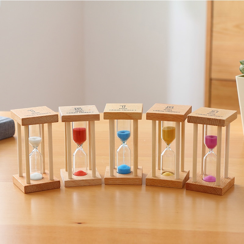 Sand Watch 1 Minute Clock 3 5 Minutes Glass Shower Timer Wood Timing Kid Mini Ornaments Home Decoration Accessories SL-MZFX